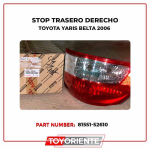 Stop Trasero Derecho Toyota Yaris Belta 2006